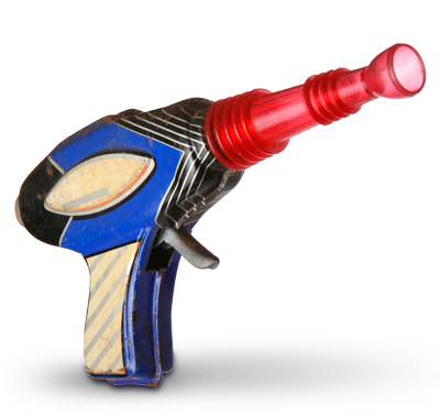 A toy gun, signifying target marketing.